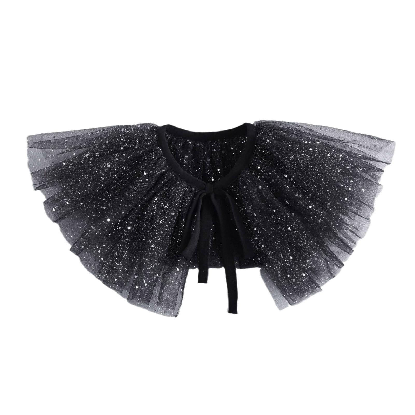 

Многоцелевой жабо-воротник из кружева с пышным воротником для маскарадов, вечеринок, косплей-мероприятий, костюмный шейный платок-воротник для ролевых игр чёрный