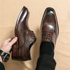 Luxury New Designer Men Pointed Brown Black Derby Shoes BrandTrend Wedding Homecoming Business Office Dress Flats Footwear
