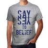 Men’s Vintage Tee Shirt Graphic T Shirt Say Yes To Belief Grey Marl