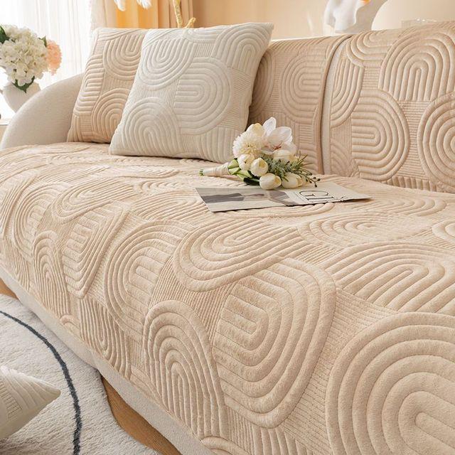 Tykk fløyelssotrekk Sklisikker sofamatte Varmt om vinteren Vaskbart sofatrekk For stue Ensfarvet Mykt sofahåndkle