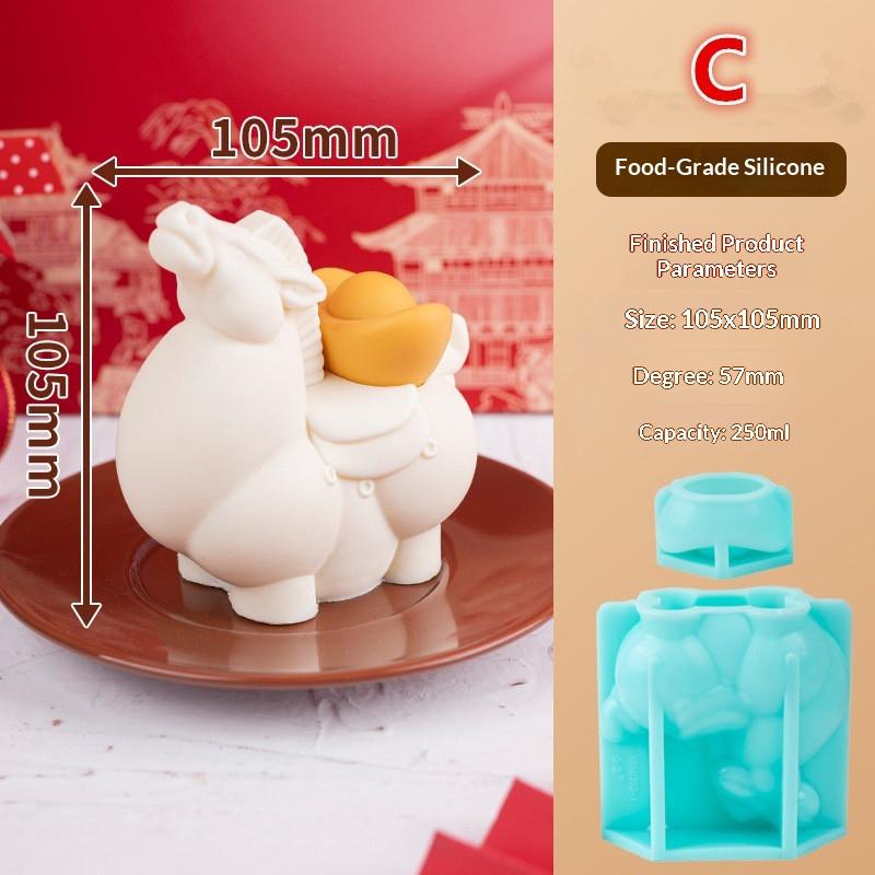 1Pc Food-Grade Silicone Horse Mousse Mold for Chinese New Year Zodiac Milk Jelly Cake Dessert Baking Heat-Resistant Kitchen Tool