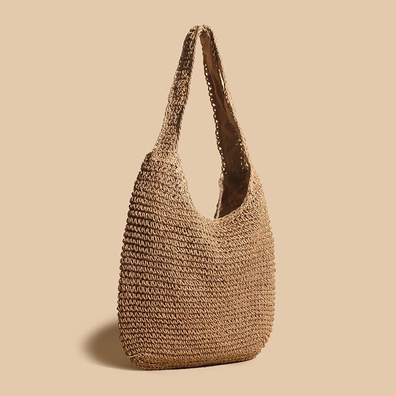 Yogodlns Weave Tote Bag Large Capacity Summer Beach Straw Handbag and Purse Female Bohemian Shoulder Bag for Women Ladies Travel Bag