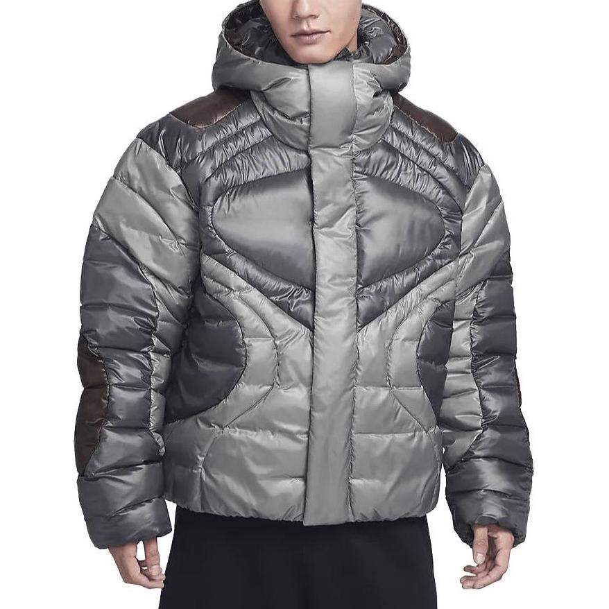 Nike Sportovní oblečení Color Block S kapucí Ležérní Teplá Volná Bunda Pánské bundy Světle šedá FB7424-029