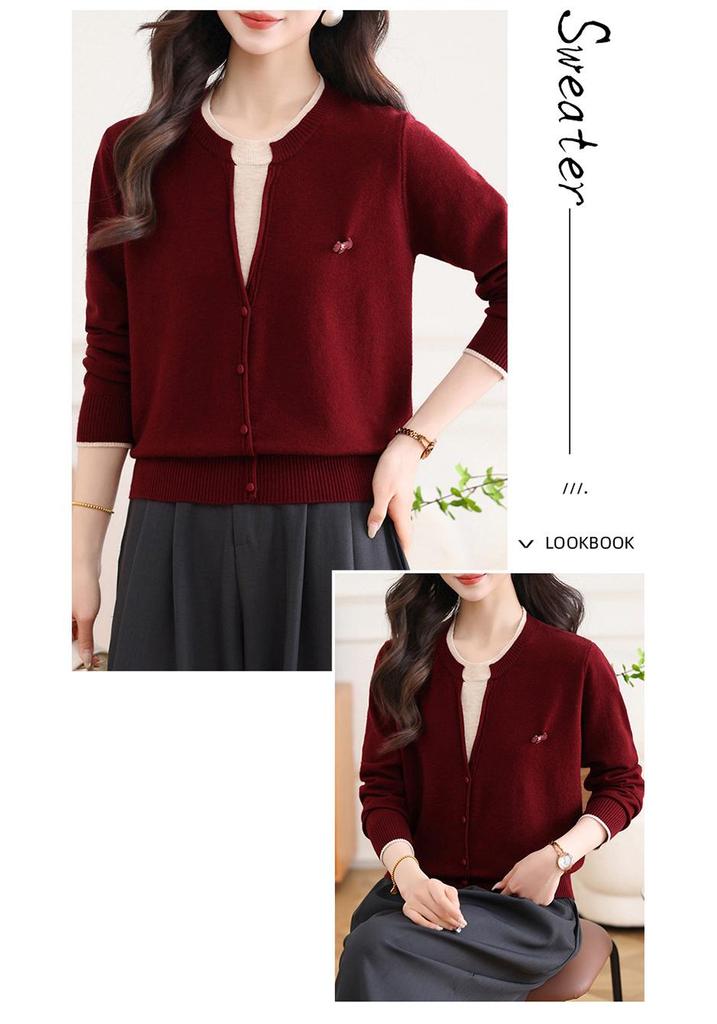 Elegantes Damen-Strick-Zweiteiler für Frühling und Herbst - Stilvolle lockere Oberbekleidung für mittlere und ältere Jahre
