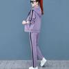 3 Pcs/Set Women Coat Top Pants Set Color Matching Soft Thick Hooded Long Sleeves Zipper Elastic Cuff Lady