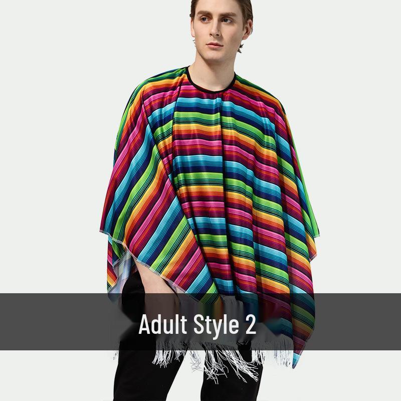 Adult Mexican Ethnic Style Cosplay Cape for Festival Parties