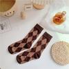 Autumn and Winter Models Diamond Grid Socks Girls' Fashion Retro Classic Tube Socks Tide Pile Socks
