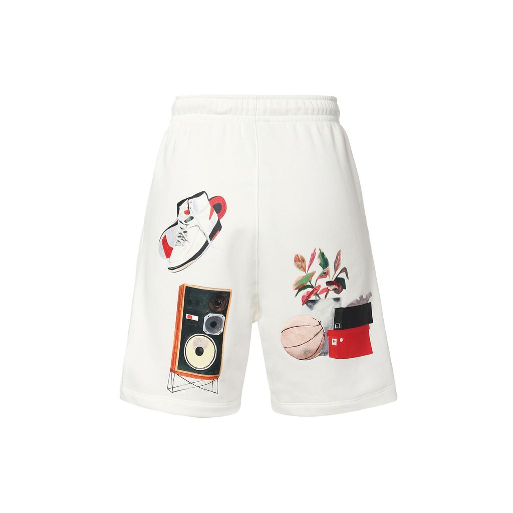 Jordan Graphic Print Drawstring Mid-Waist Casual Shorts Men Bottoms White DQ7543-133