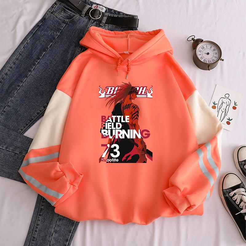 Anime Bleach Abarai Renji Hoodies Men Women Manga Cartoon Graphic Pullovers Long Sleeve Harajuku Unisex Sweatshirts