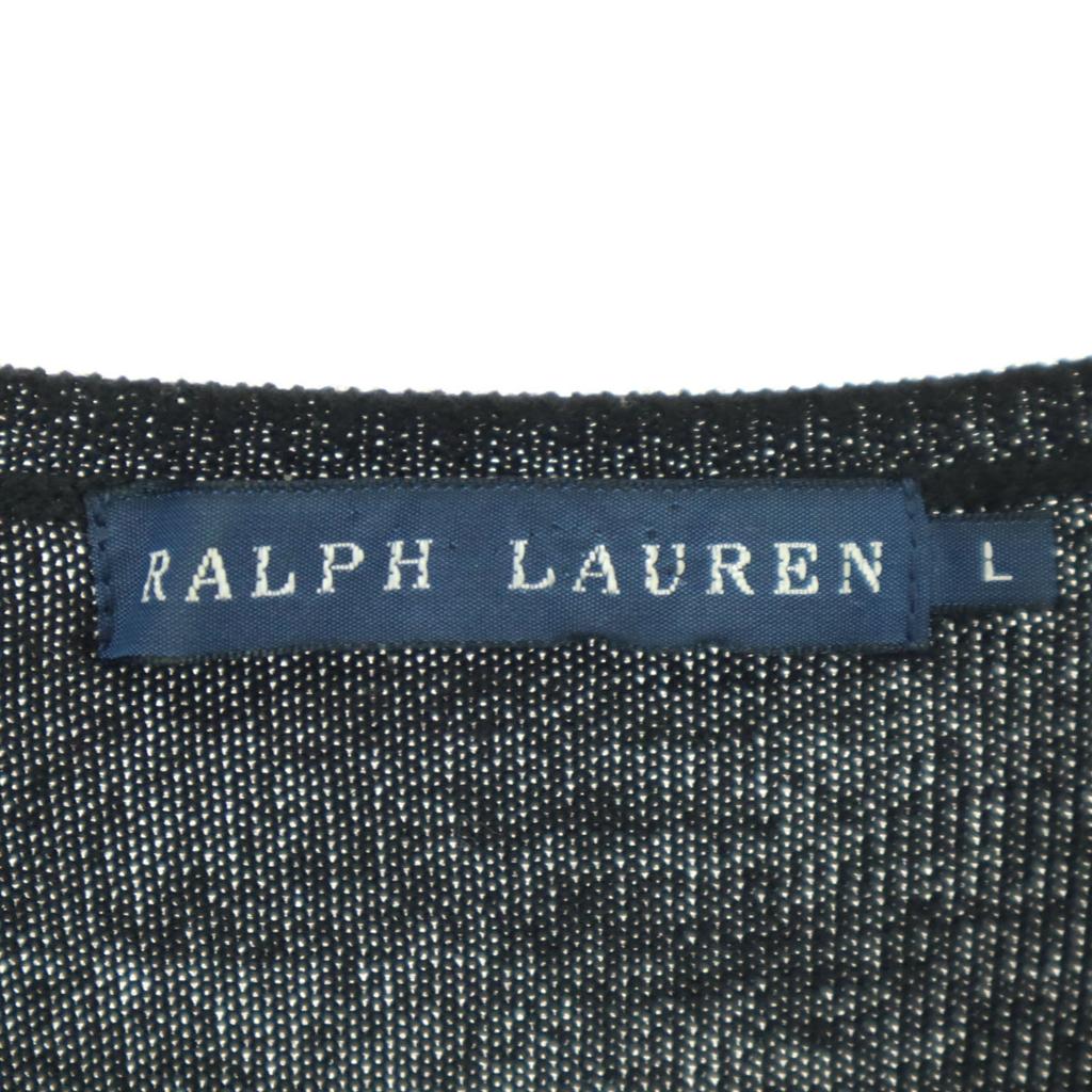 RALPH LAUREN One point logo Long sleeve knit cardigan L black Women Used