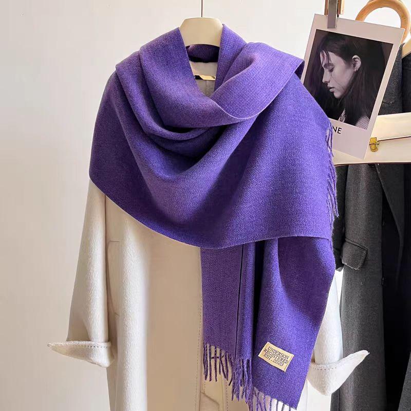 Winter Cashmere Women Scarf Female Luxury Scarves Lady Tassel Bandana Women Solid Shawl Wraps Foulard Tippet Pashmina
