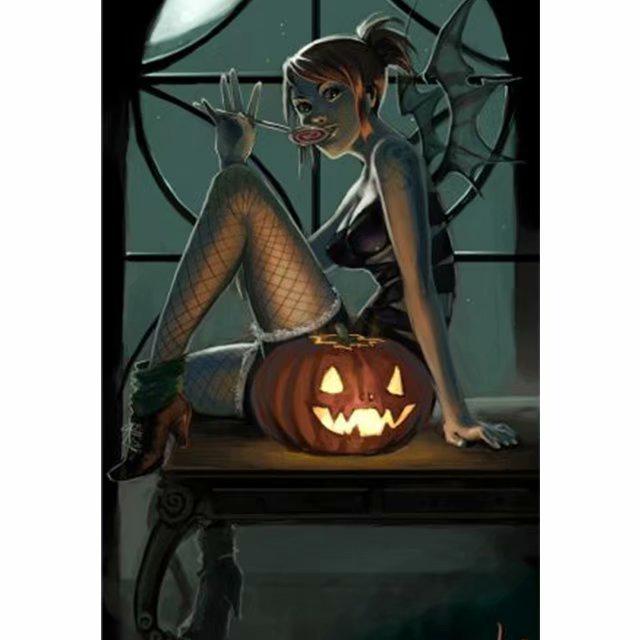 

DIY 5D Полный дрель Алмазная картина Хэллоуин Вышивка Крестом Мозаика Главная Декор Подарок Full Round 20x25CM