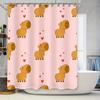 Whimsical Cartoon Design Bathroom Shower Curtain With Love Hearts In Pink Perfect For Kids Room Decor!