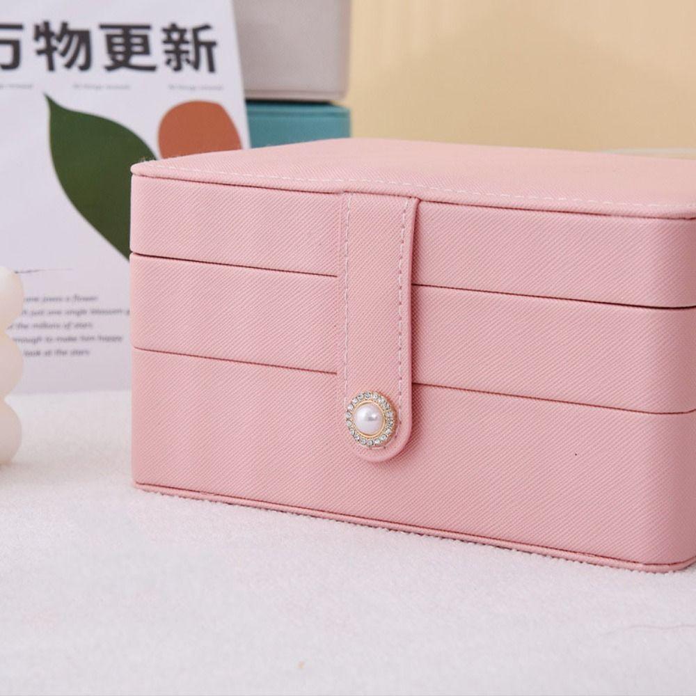 PU Jewelry Packing Bag Multilayer Square Jewelry Box Simple Jewelry Storage Case  Travel