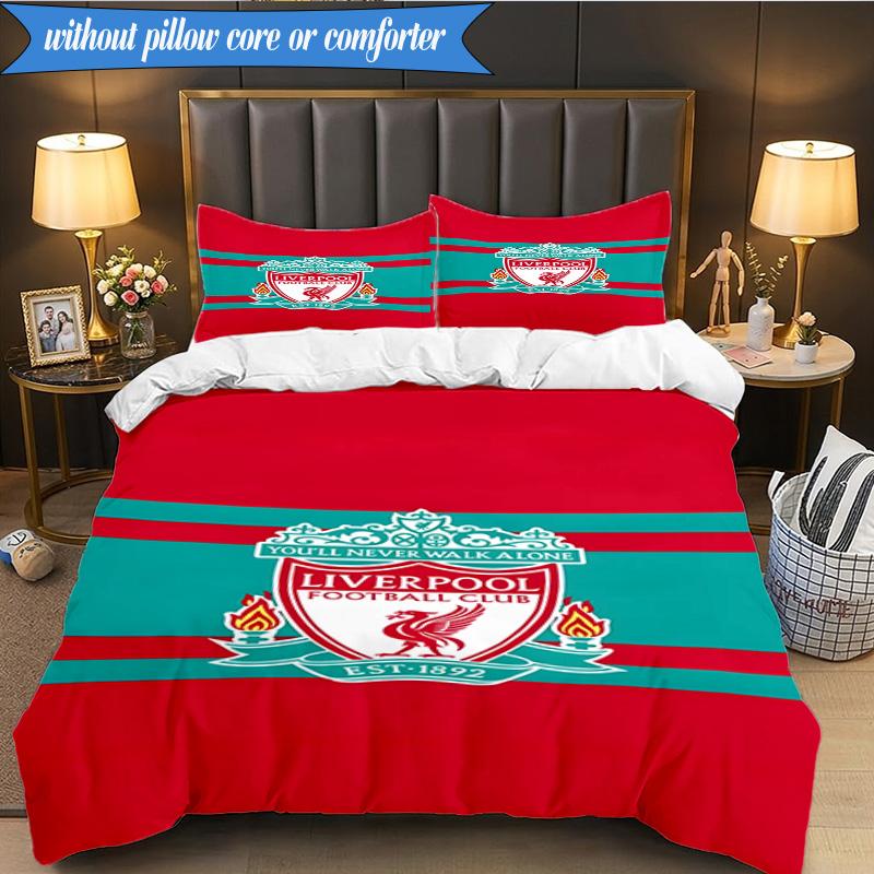 Liverpool Football Club 3 Pezzi Biancheria da Letto, Include 1 Federa per Piumone e 2 Federe Perfetta per Natale, Ideale per Camera da Letto, Dormitorio