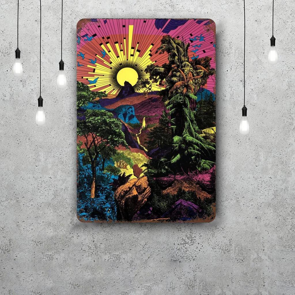 Psychedelic Vintage Metal Tin Signs Posters Decor Retro Metal Plaque Wall Art Decor for Garage Bar