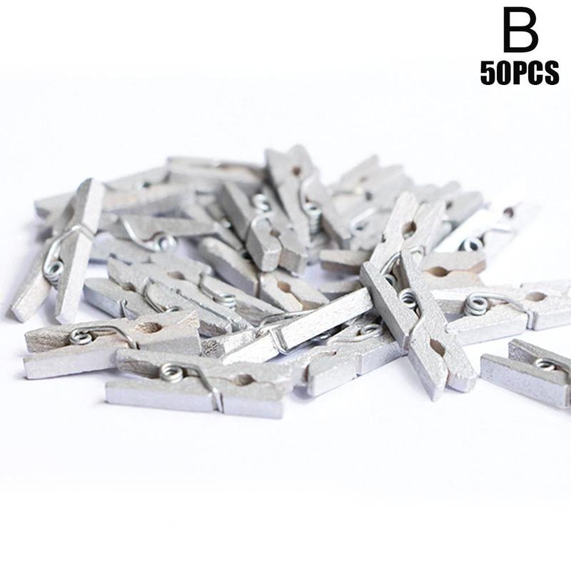 50Pcs Mini Wooden Clip Hanging Photo Paper Peg Clothespin Craft Clips DIY V6B4 C4N6