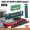 5-1PC Laptop SO DDR5 RAM To Desktop DDR5 U-DIMM Adapter Laptop To Desktop SO-DIMM To PC DIMM Card DDR5 Memory RAM Adapter Card