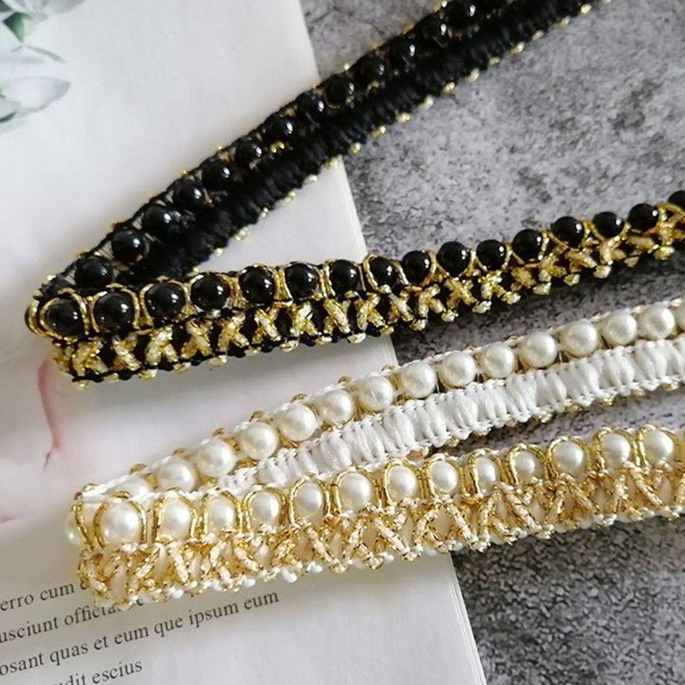 Garnituri de îmbrăcăminte din țesătură Panglică din dantelă cu margele Cusute manual Garnitură din dantelă din perle Panglică din dantelă cu împletitură de perle