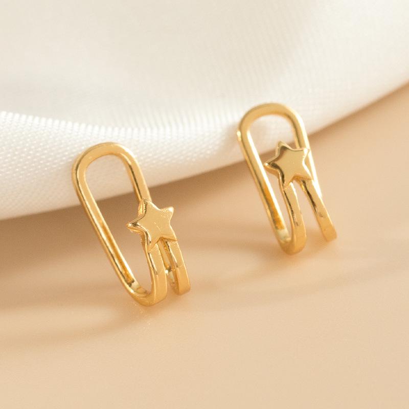 

Серебряные клипсы для ушей Banyan Tree S925 со звездой: Непроколотый, Универсальный Дизайн Пятиконечной Звезды для Женщин S925 Silver