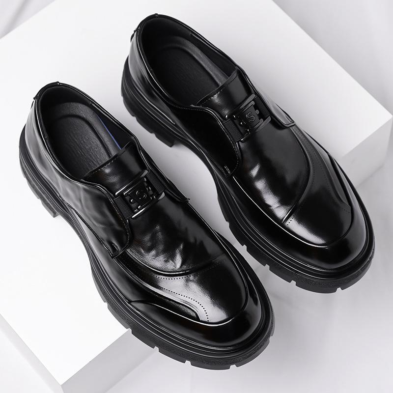 New Designer Business Leather Shoes for Men British Fashion Casual Platform Shoes Male Spring Autumn Black Dress Shoe Man