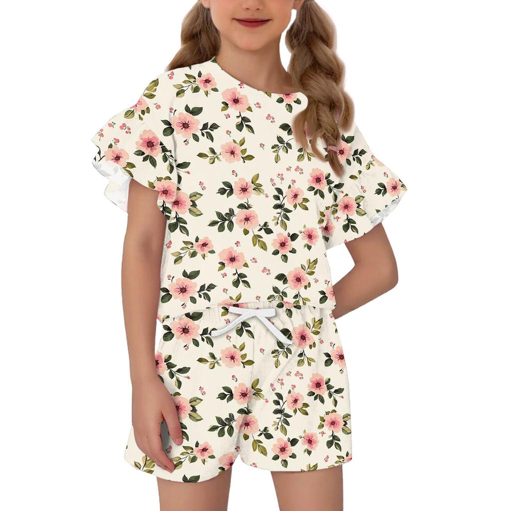 Patriotisches Kinder-Outfit - Kurzarm & Shorts 2-teiliges Set für Mädchen