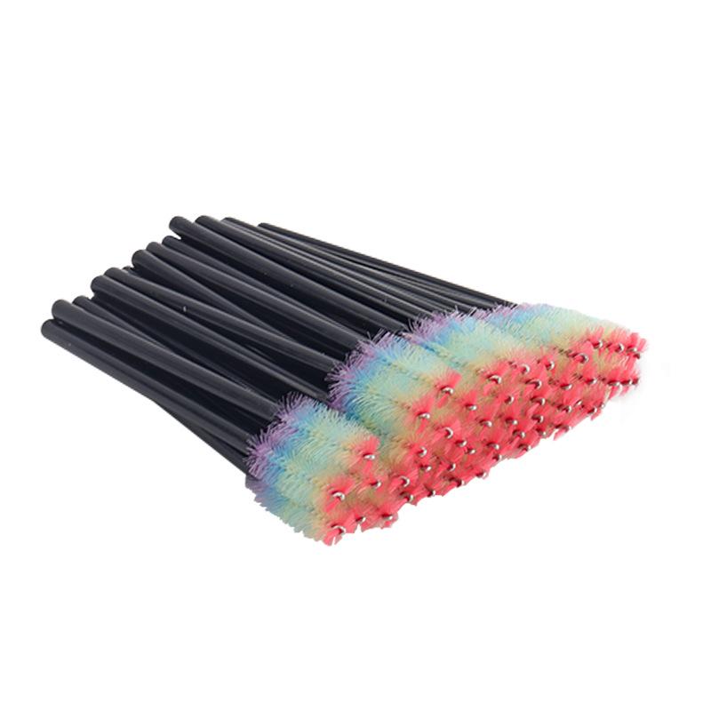 Rainbow Crystal Rod Makeup Brushes & Eyebrow Comb Set - 50 pcs, with Eyelash Curler and Brush.