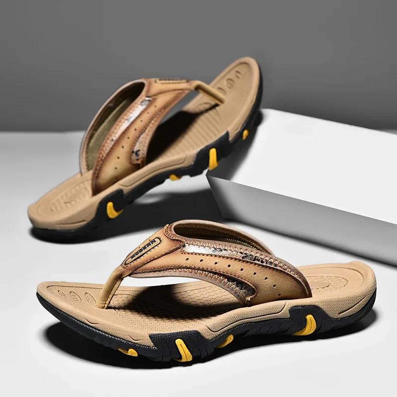 Fashion Men's Summer Shoes Fashion High Quality Slippers Breathable Beach Flip Flops Comfy Walking Man Male Men Slippers Shoes for Men
