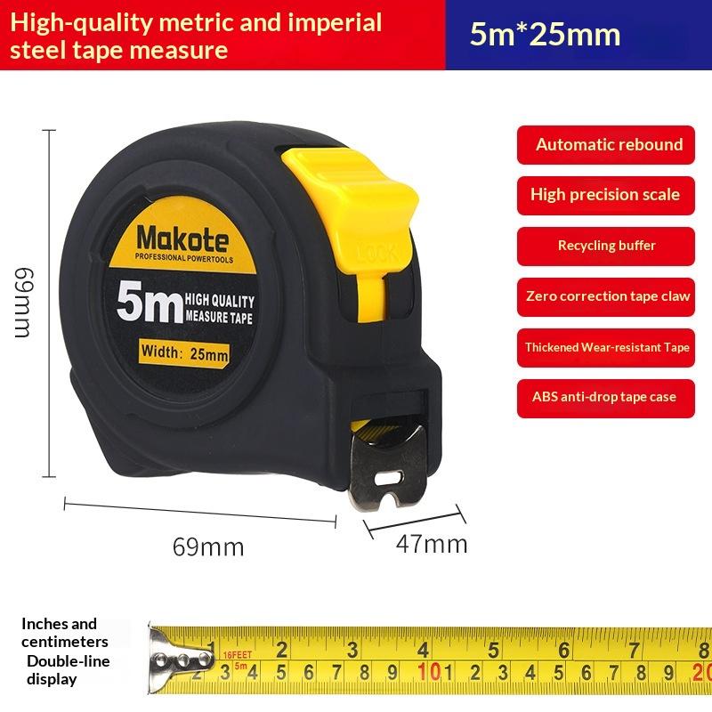 Precise Clear Steel Tape Measure Retractable 3M/5M/7.5M/10M Thickened Rubberized Woodworking Wear-Resistant Tool Tape Ruler