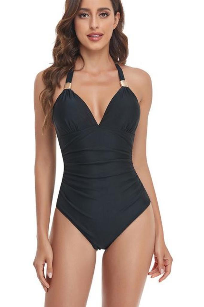 Slimming one-piece swimsuit black tied XL Slimming one-piece swimsuit black tied L
