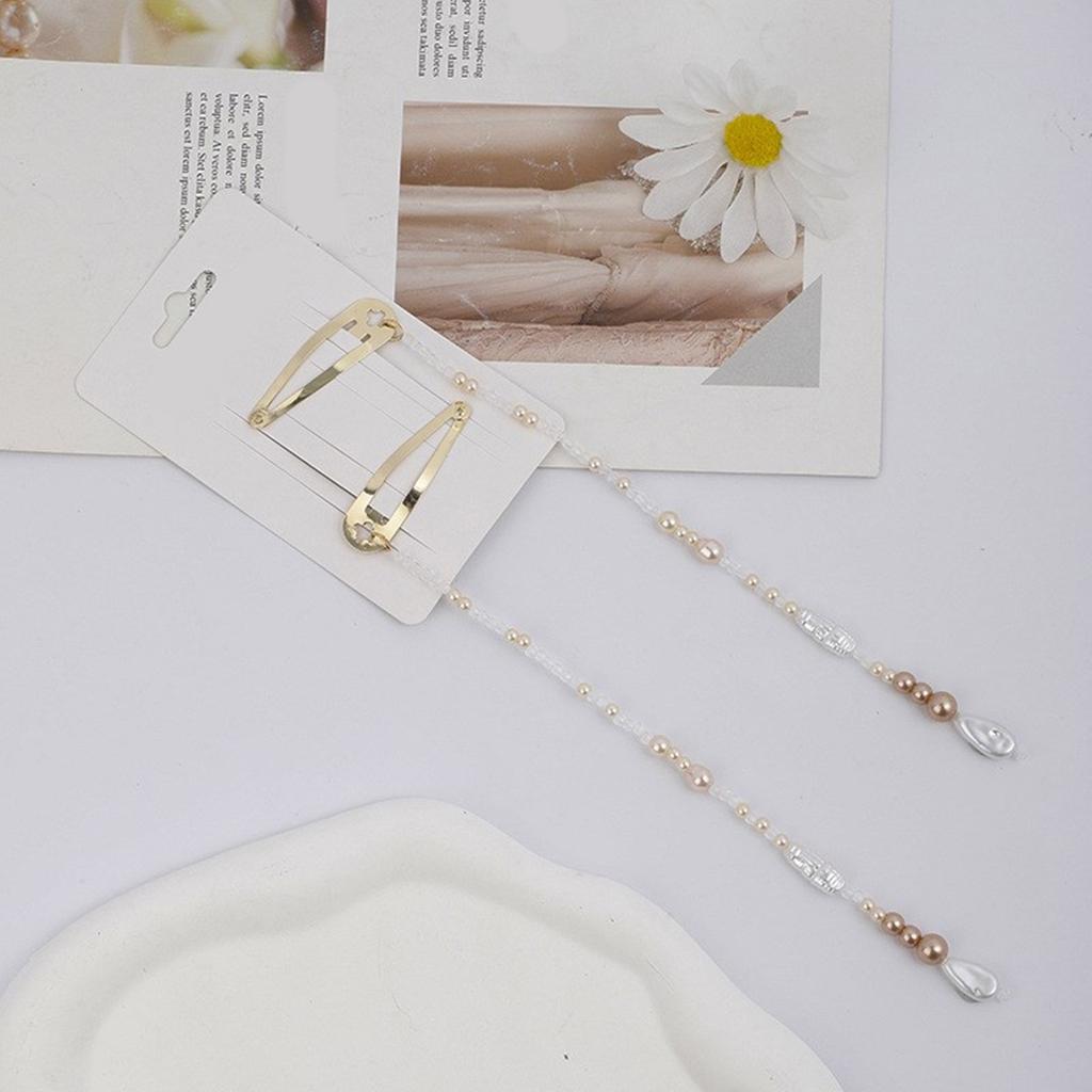 1 Paar Mode-Schleifen-Haarspangen Einfache Schleifen-Haarnadel Metallperlen Schleifen-Haarspangen Elegante Haar-Accessoires für Damen