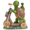 Solar LED Resin Bonsai Turtle On Bicycle Garden Night Light Ornament