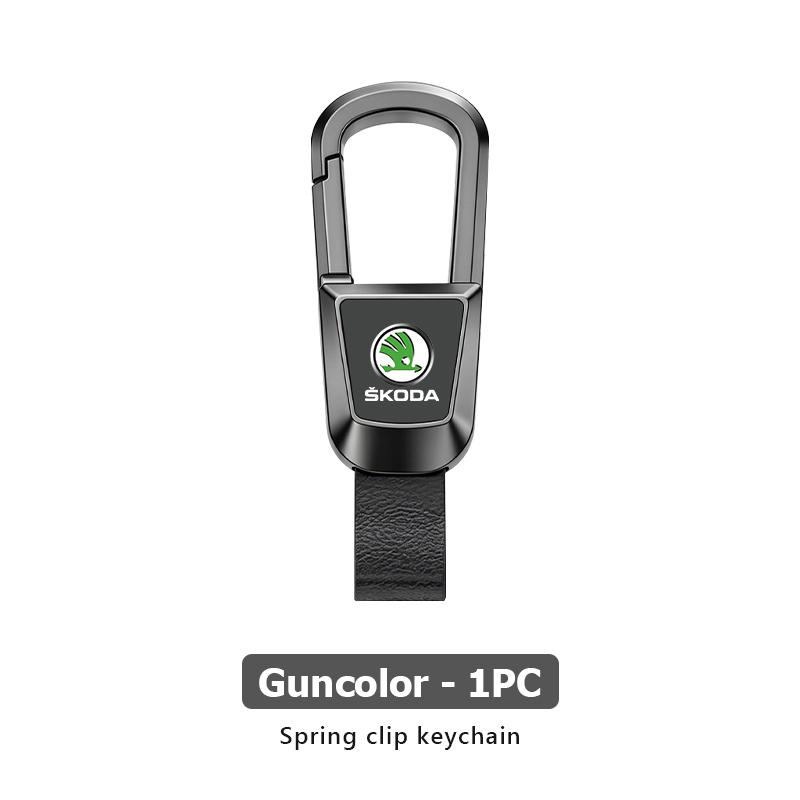 For Skoda Alloy Car Keychain Key Chain Leather Key Ring Octavia A5 A7 RS Fabia Superb Rapid Karoq xknp33