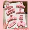 Gradient Pink Hair Clips for Women - 8-Piece Set: Large Claw & Shark Clips, Cross & Square Design