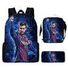 Sac à dos scolaire imprimé Messi pour étudiant Sac à dos Satchel C Luo pour Neymar Ensemble trois pièces