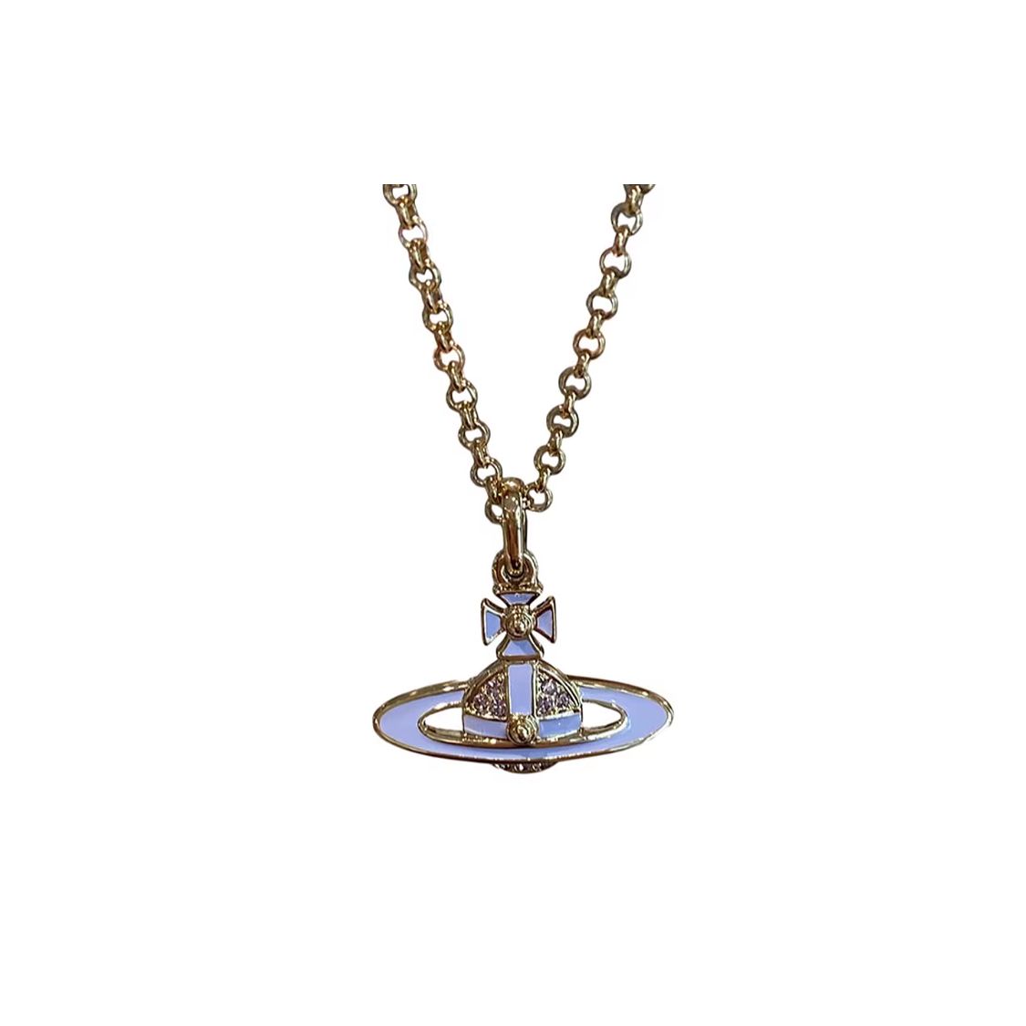 Vivienne Westwood Neil Saturn Design Necklace Women necklace Gold Purple 6302039P02R120CN Basic Packaging-Dust Bag+Box,F,Gold/Purple
