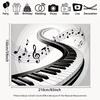 Elegant Piano & Music Notes Backdrop Black White Keyboard Concert Background