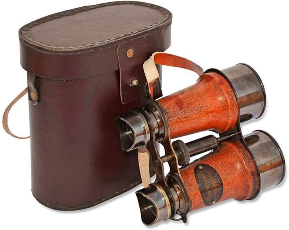 Vintage Binocular Folding Monocle Telescope Spyglass Solid Brass Antique Finish