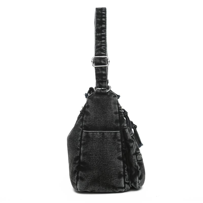 Vintage džínová taška přes rameno Dámská crossbody taška Vícekomorová taška pro maminky