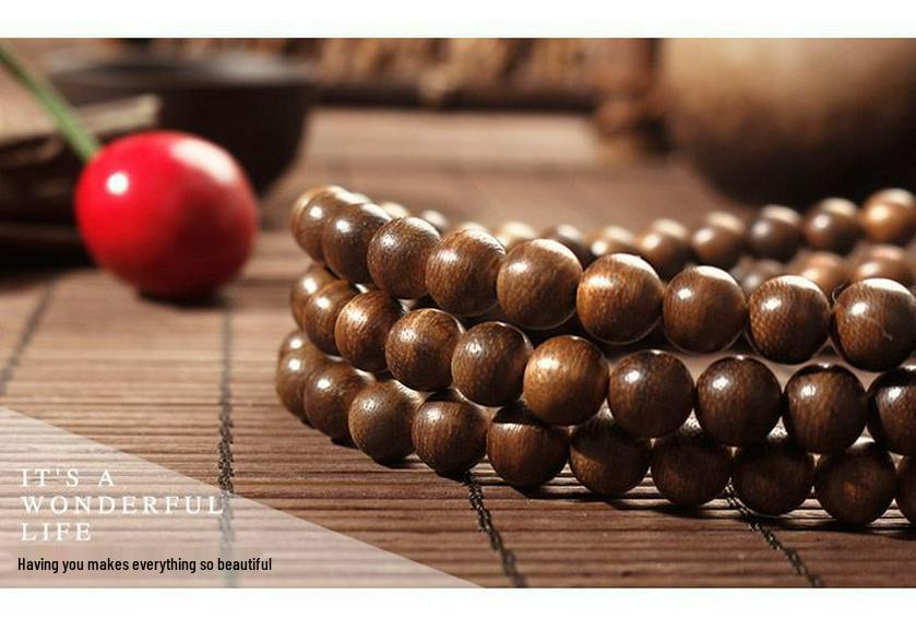 Authentic 8mm Agarwood 108-Bead Unisex Bracelet - Genuine High-Oil Kalimantan Material