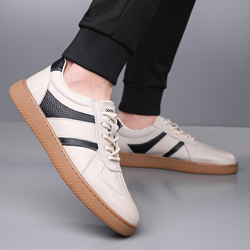 Fashion Handmade High Quality Men Leather Casual Shoes Men Brand Comfortable Flats Men Trendy Sneaker Shoes Daily Commute Oxfords Shoes