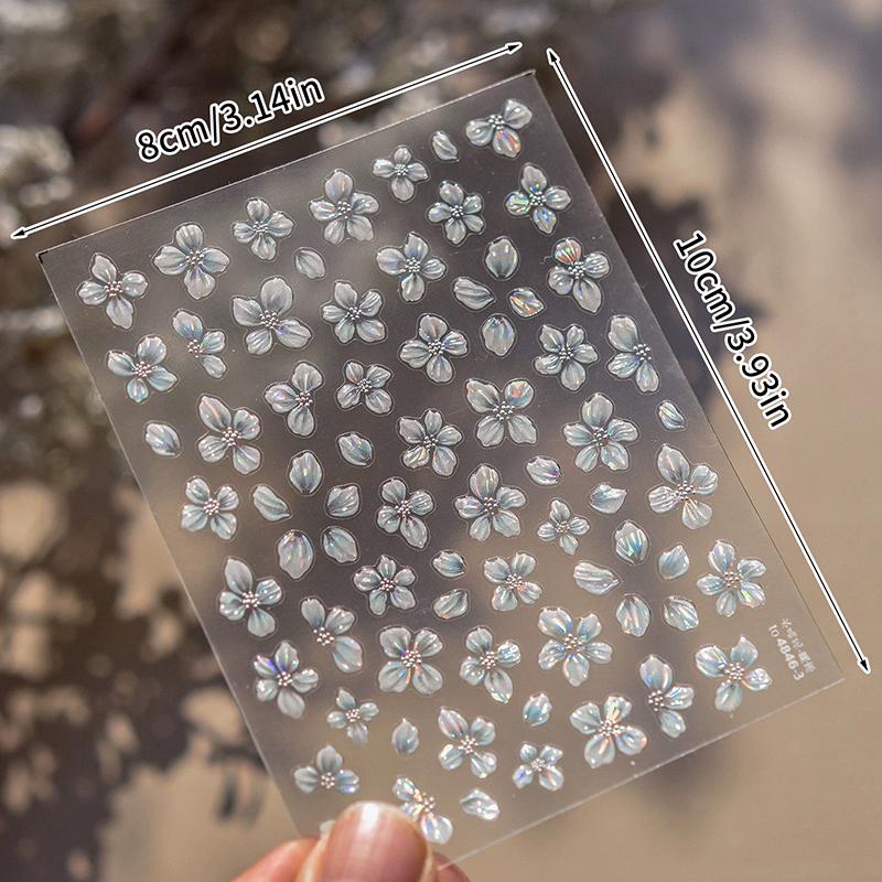 3Pcs Shell Flower Nail Art Sticker Designs Self Adhesive Nail Charm Decoration Stereoscopic Decal Acessories