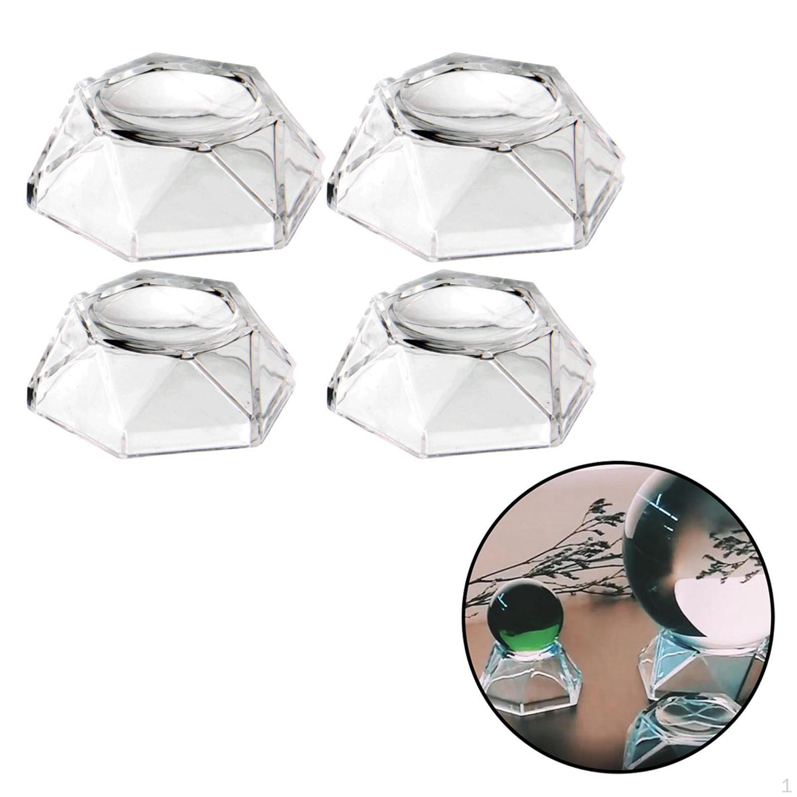 

Pack of 4 Acrylic Stand Holder Base For Marbles Sphere Eggs Transparent Pedestal