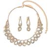 Luxury Geometric Hollow Super Flash Rhinestone Necklace Earrings Set Women'S Temperament Fashion Collarbone Chain Jewelry Women