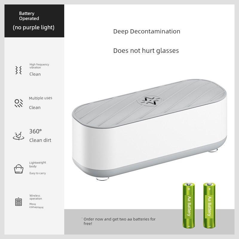 

Rechargeable Small Office Glasses Cleaning Machine, Watch and Jewelry Cleaner, Sterilization and Disinfection, Home Office Cleaning Machine White Upgraded Battery Model [Free Battery]