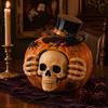 Resin Halloween Candy Bowl Skull Pumpkin Jar with Top Hat Lid, Decorative Unique Party Ornaments Storage Container, Desktop Organizer for Home Decor &