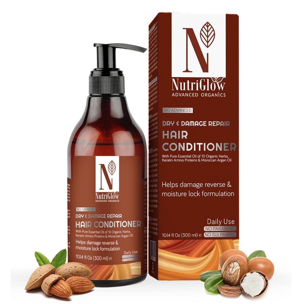 NutriGlow Advanced Organics Bio Advanced Daily Use Dry and Damage Repair Hair/Damage Reverse/Moisture Lock Formulation/Argan and Essential Oils/No P