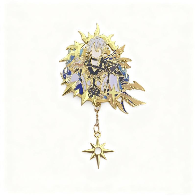 Genshin Impact Flins Columbina Badges Cosplay Metal Brooches Pins Honkai: Star Rail Cyrene Phainon Kawaii Brooches Fans Gift