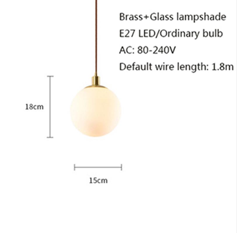 Nordic nowoczesny pojedynczy klosz szklana kula E27 żyrandol LED salon jadalnia sypialnia kuchnia sklep odzieżowy oświetlenie