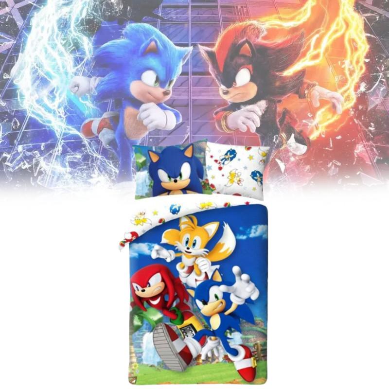 Sonic The Hedgehog Cartoon Bedding Set With Cotton Duvet Cover And Pillowcase For Bedroom Decor